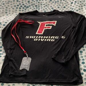 Fairfield Nike Unisex Black Long Sleeve Swimming & Diving Tee and FREE lanyard